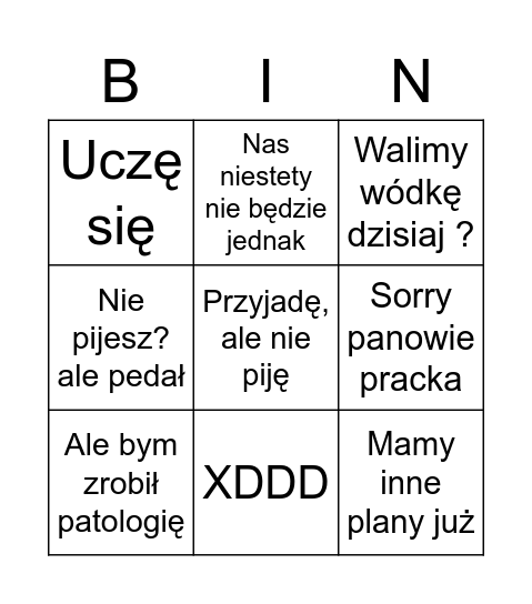 Pedalskie bingo Card