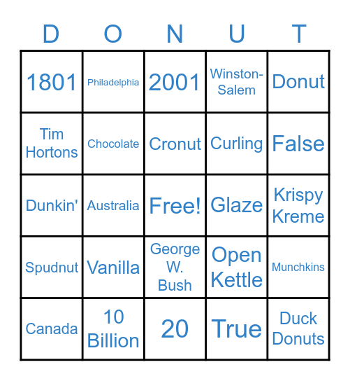 Donut Day Bingo Card