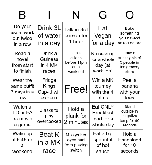 Bingo 2021 Bingo Card