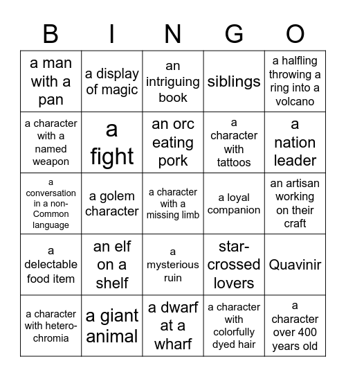 LotC Bingo #1 Bingo Card