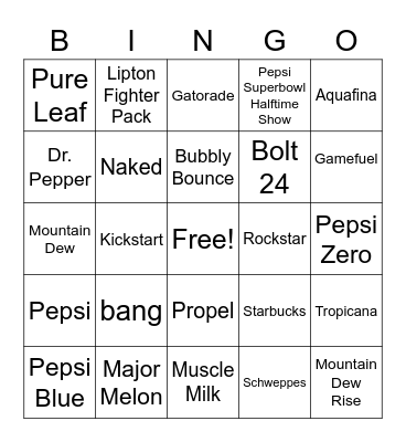 PEPSI Bingo Card