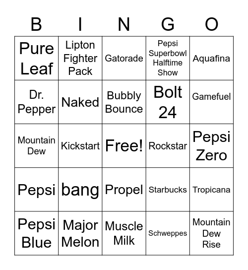PEPSI Bingo Card