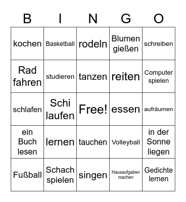 Die Freizeit Bingo Card