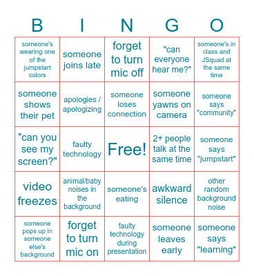 JSquad Bingo Card