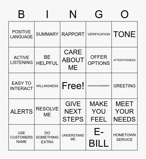 BEST "US" BINGO Card