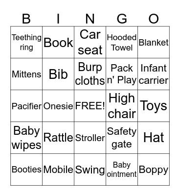 Baby Bingo Card