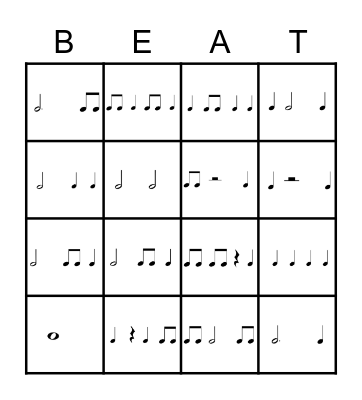 EDEL 325 4-Beat Rhythm BINGO Card