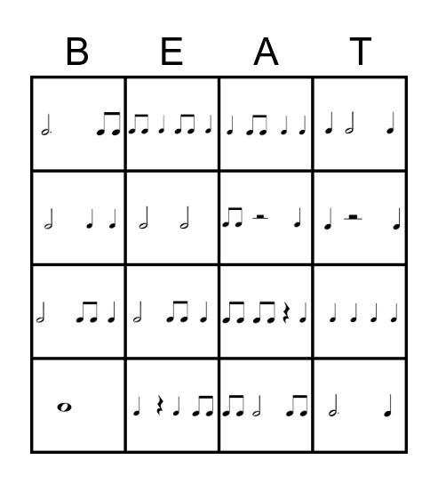 EDEL 325 4-Beat Rhythm BINGO Card