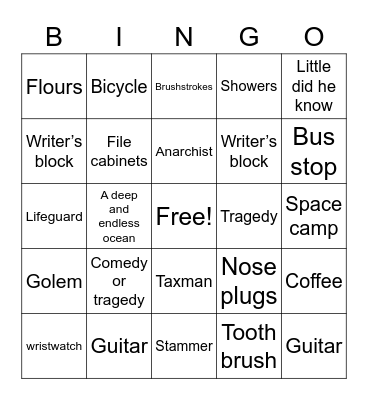 Stranger Than Fiction Bingo Card
