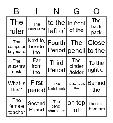 Conga! Spanish Side Bingo Card