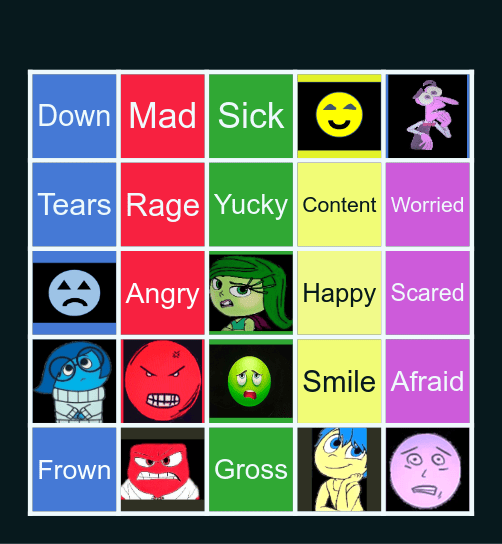 Emotions SADJF Bingo Card