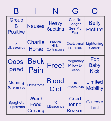 Catherine's Pregnancy Bingo Card