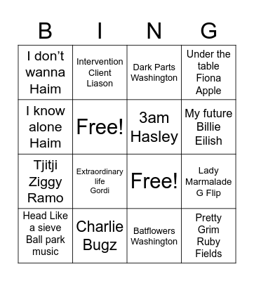 Em’s Hottest 100 Bingo Card