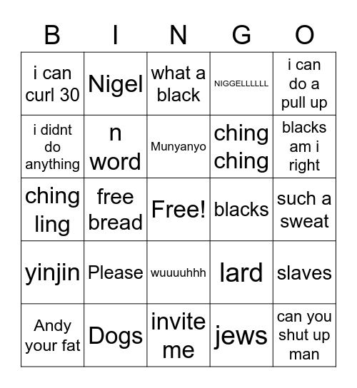 Ormaan Bingo Card