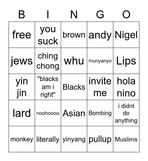 Ormoop Bingo Card