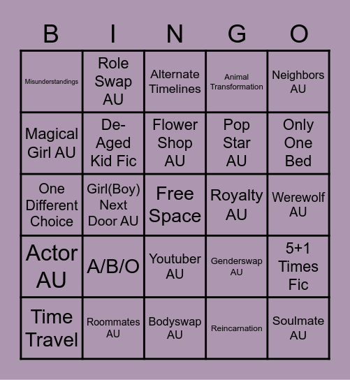 Trope Bingo Card