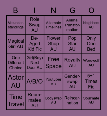Trope Bingo Card
