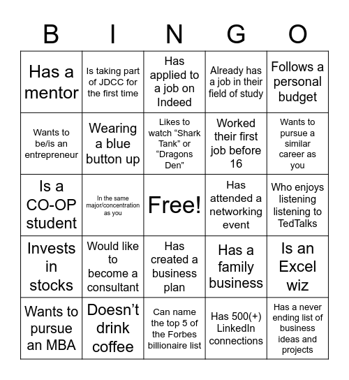 Business 101 Bingo Card