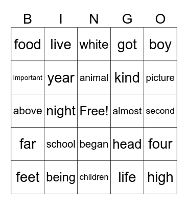 level 5 Bingo Card
