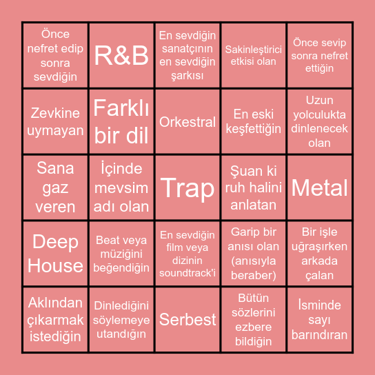 25 Days Bingo Card