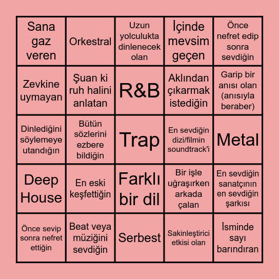 25 days Bingo Card