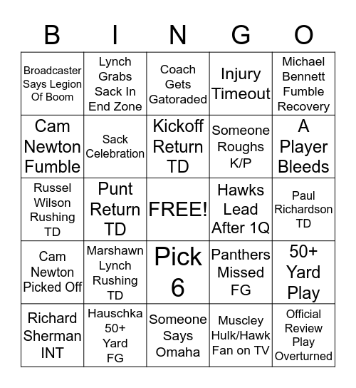 GO HAWKS Bingo Card