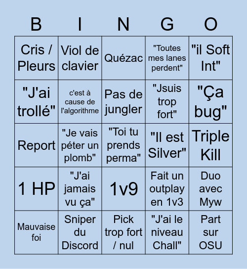 Bingo Sardoche Bingo Card