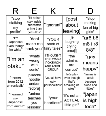 PLUS Randoms Bingo Card