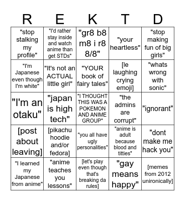PLUS Randoms Bingo Card