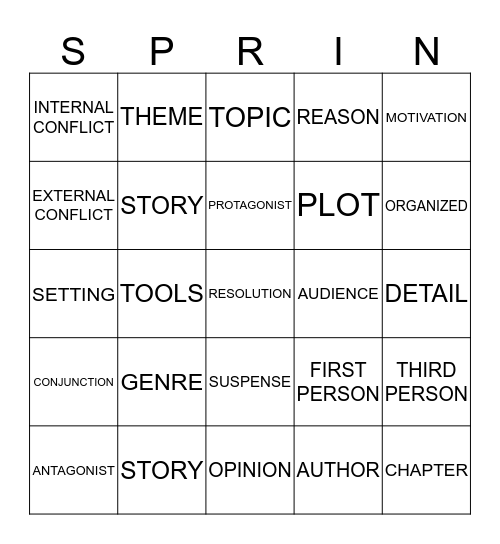 READING Bingo Card