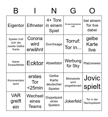 Bundesliga Konferenz 26.09 Bingo Card