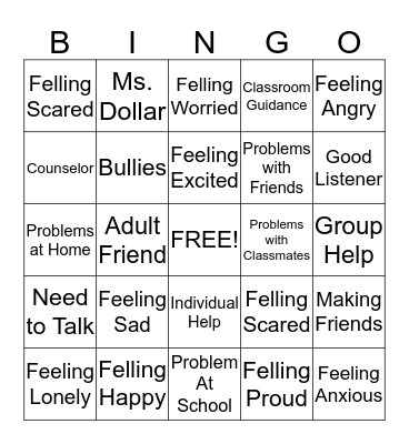 Counselor Bingo Card