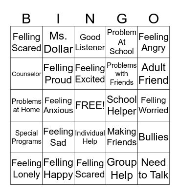 Counselor Bingo Card