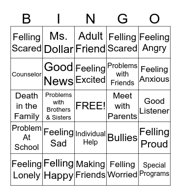Counselor Bingo Card