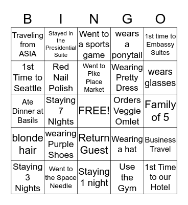 Virginia Bingo Card