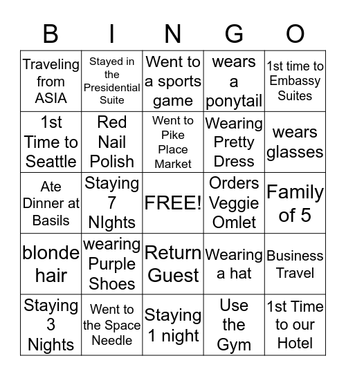 Virginia Bingo Card