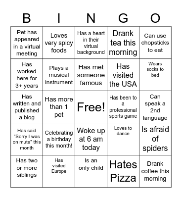 CoFUNse Bingo Card