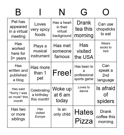 CoFUNse Bingo Card