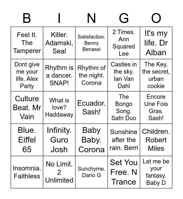 90-s-dance-classics-bingo-card