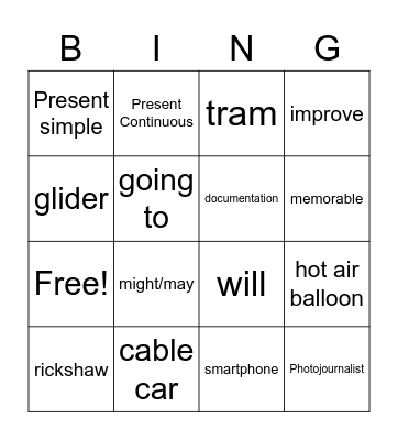 vocabulary Bingo Card