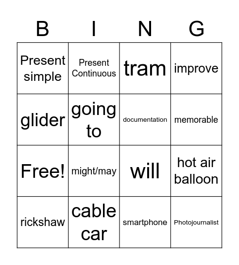 vocabulary Bingo Card