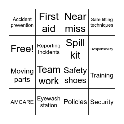 safety bingo Card