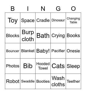 Nursery Tour Bingo Card