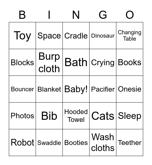 Nursery Tour Bingo Card