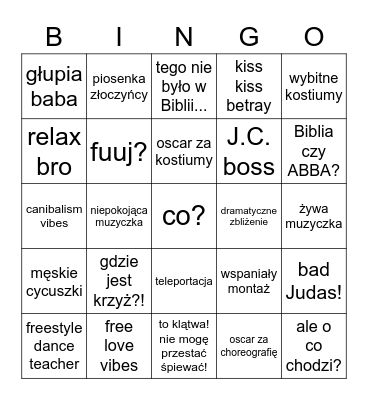 Musical o Jezusie Bingo Card