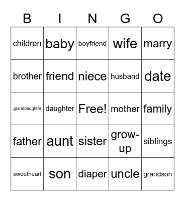 Start ASL I Unit 7 Bingo Card