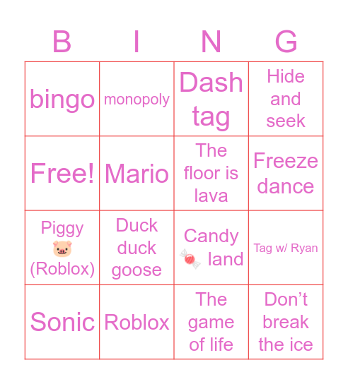 Game Bingo Card