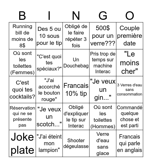 Bingo Ile noire Bingo Card