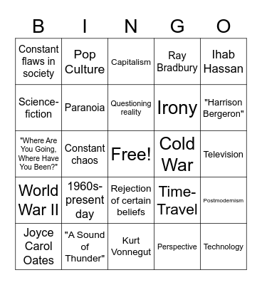 Postmodernism Bingo Card