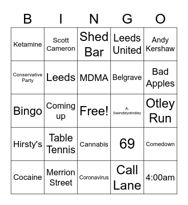 LADZ AND GIRL BINGO TIME Bingo Card